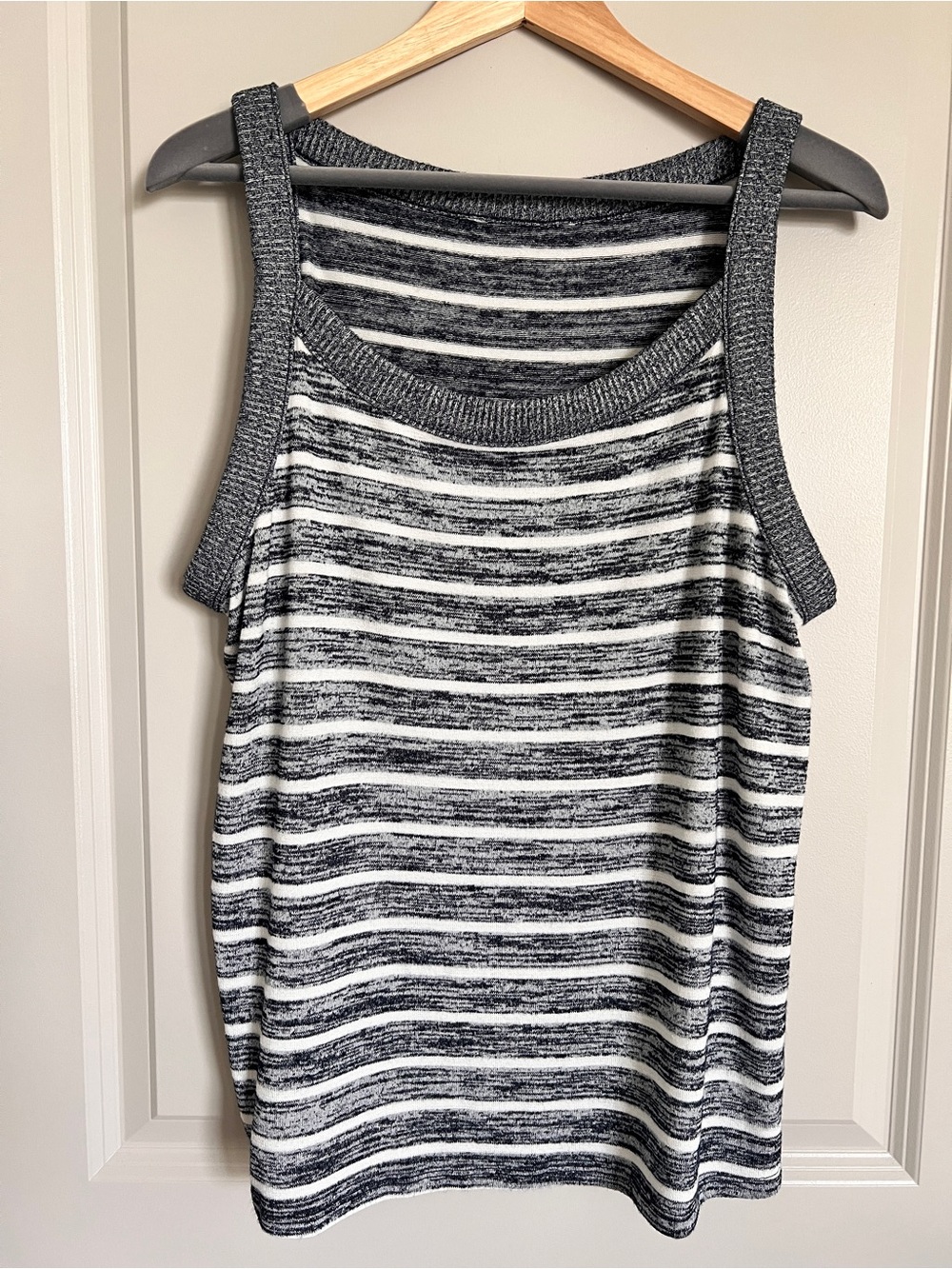 Striped Gray and White Knit Tank Top - Women
